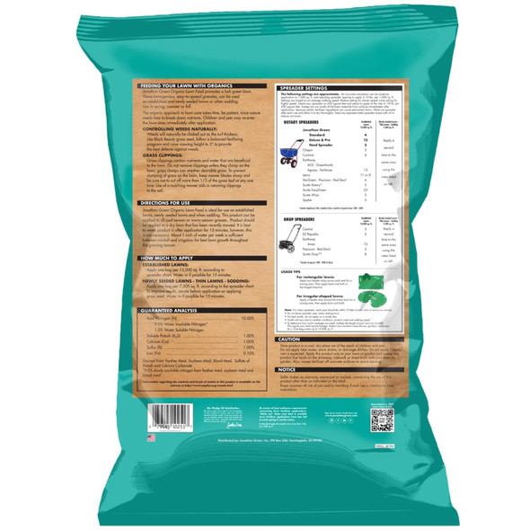 Jonathan Green 10-0-1 Organic Lawn Food for Lush Green Grass, 15,000 sq ft