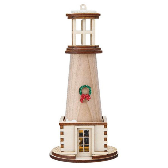 Old World Christmas Ginger Cottage Wooden Holiday Ornament for Christmas Tree, Lighthouse