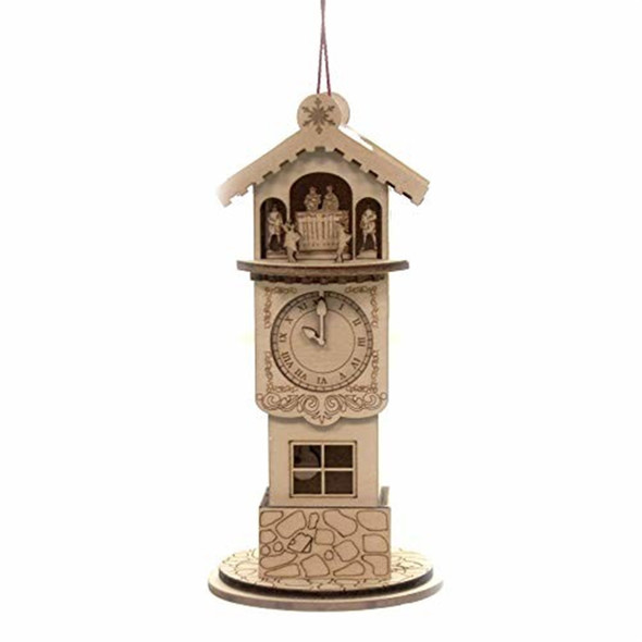 Old World Christmas Ginger Cottages Wooden Ornament for Christmas Tree, Clock Tower