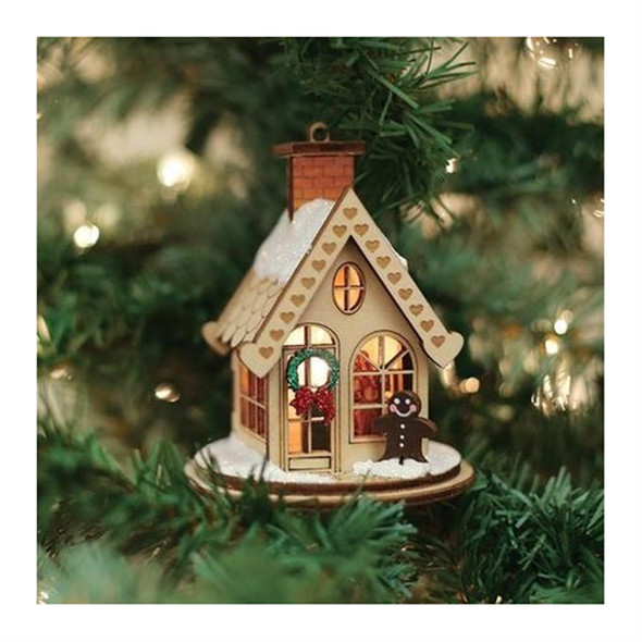 Old World Christmas Ginger Cottage Wooden Ornament for Christmas Tree, Gingerbread Cottage