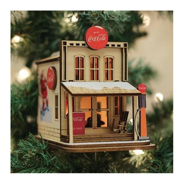 Old World Christmas Ginger Cottage Wooden Ornament for Christmas Tree, Coca-Cola Country Store