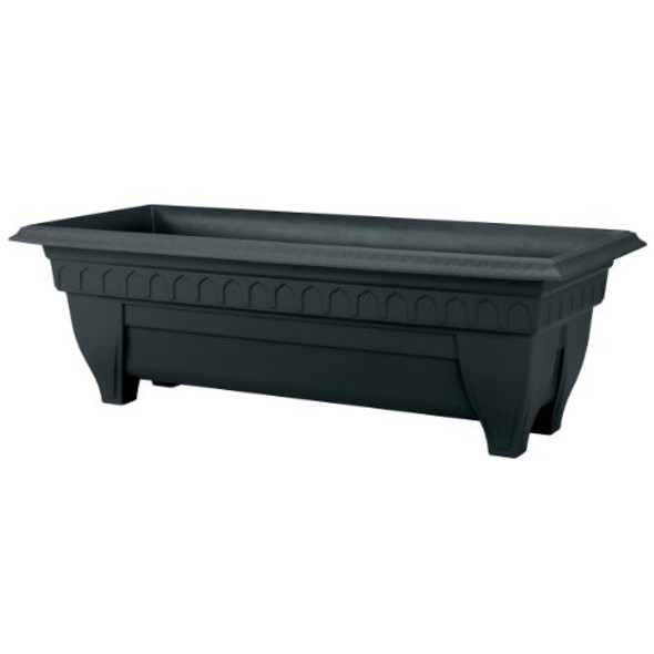 DCN Plastic (#1427BK) Azura Rectangle Patio Planter, Black