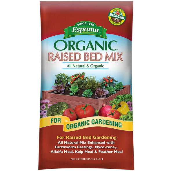 Espoma Organic Raised Bed Mix Potting Soil Mix for Raised Garden Beds, 1.5 cu ft