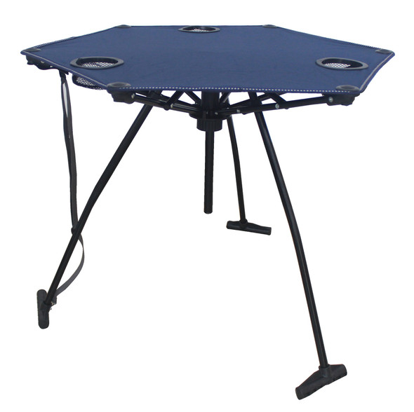 Zenithen High Tension Folding Portable Fabric Table With Cup Holders Dark Blue