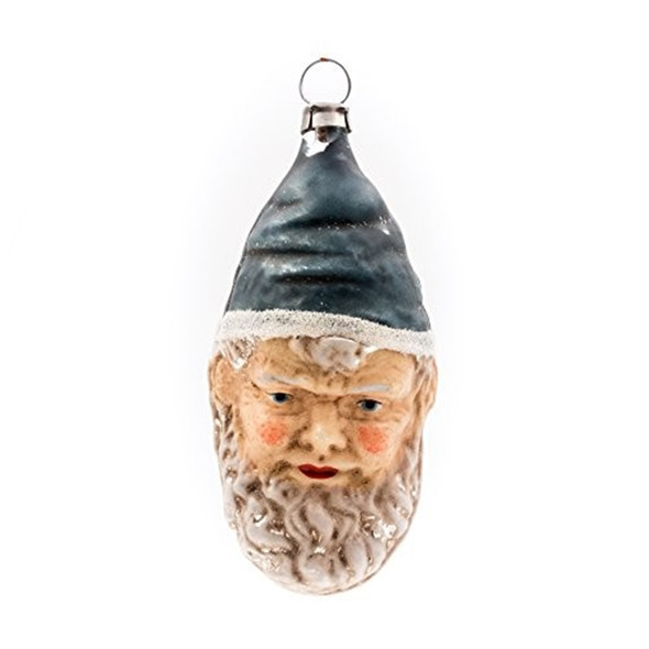 Marolin Mouthblown Glass Christmas Ornament Dwarf with Blue Cap