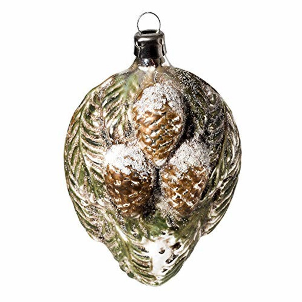 Marolin (#2011041) Vintage Christmas Glass Ornament "Branches w/ Pinecones"