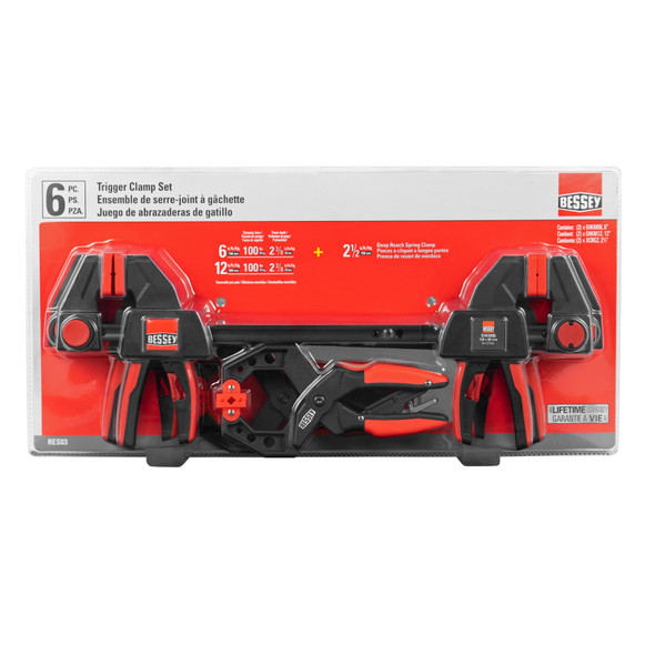 Bessey Trigger and Spring Combination Deep Reach Clamp Tool Set, 6 Piece