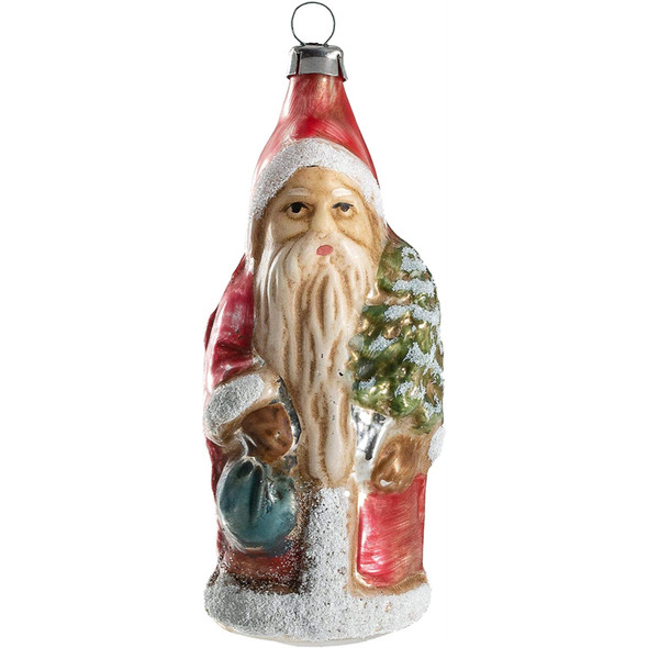 Marolin (#2011118) Vintage Mouthblown Christmas Glass Ornament Little Santa