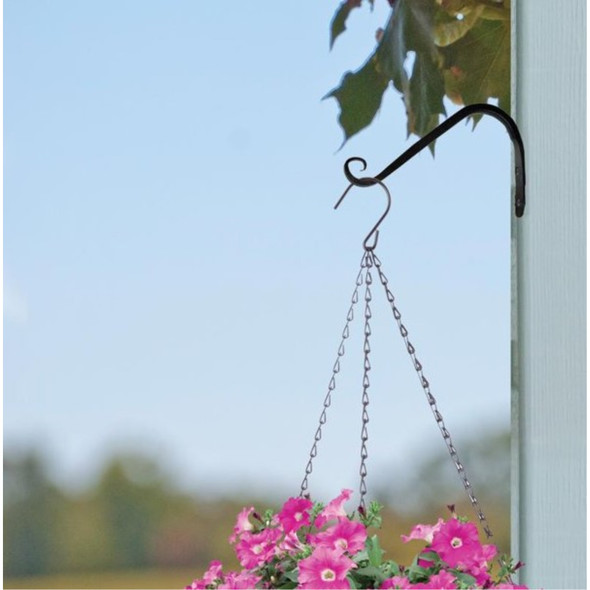 Hookery Angled Upturned Hook Hanger for Planters, Bird Feeders, or Wind Chimes – Outdoor Use, Supports up to 20lb, Black, 6"