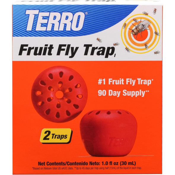 Terro Apple-Shaped Indoor Fruit Fly Lure and Traps – Include 2 Traps