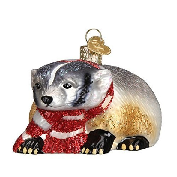 Old World Christmas Glass Blown Ornament, Badger (With OWC Gift Box)