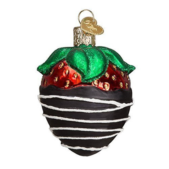 Old World Christmas Glass Blown Ornament for Christmas Tree, Chocolate Dipped Strawberry