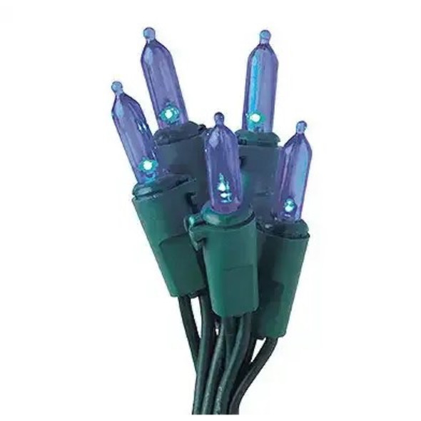 Holiday Wonderland Indoor Outdoor Christmas String Lights, 100 Blue LED Mini Lights on Green Wire, 11 ft Lighted Length