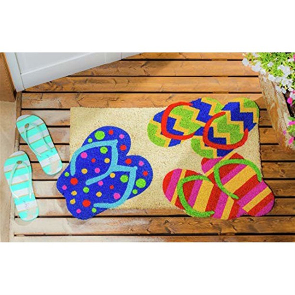 Evergreen Flag Flip Flops Shaped Coir Mat - 28 x 1 x 16 Inches