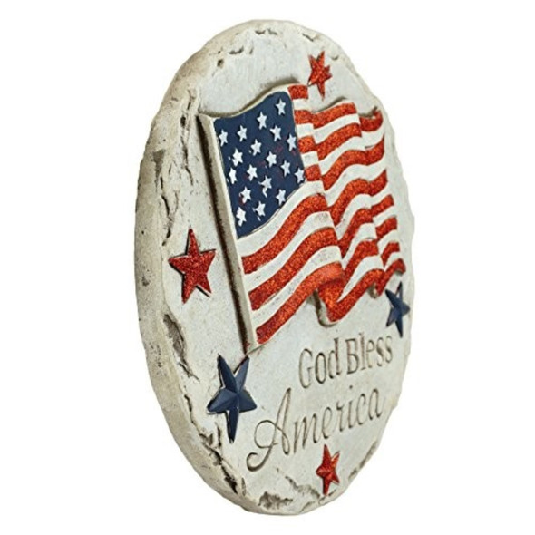 Gerson Resin God Bless America Patriotic Stepping Stone, 12.5 in Diameter