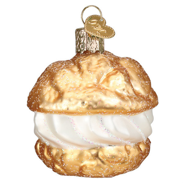 Old World Christmas Glass Blown Ornament for Christmas Tree, Cream Puff