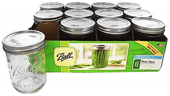 Ball 1 Pint Wide Mouth Can Or Freeze Canning Jars 12 Count Case