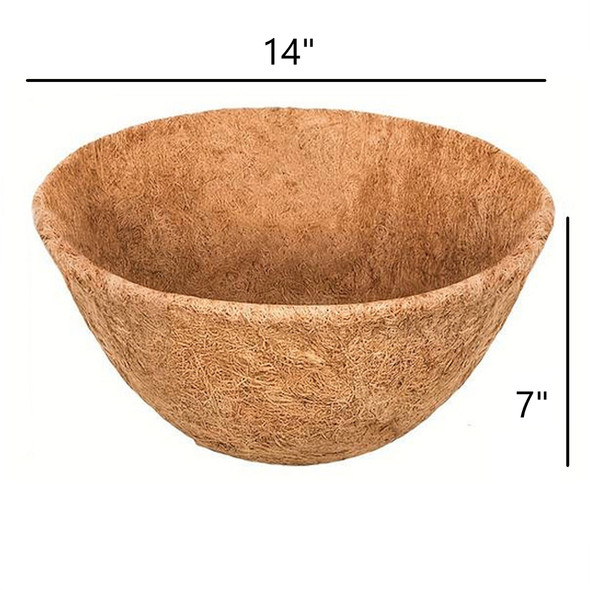 Panacea Round Coco Fiber Liner Insert for Outdoor Hanging Planters & Baskets, 14"