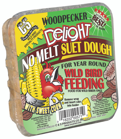 C&S Products Woodpecker Delight No Melt Suet Dough, 12 Pack