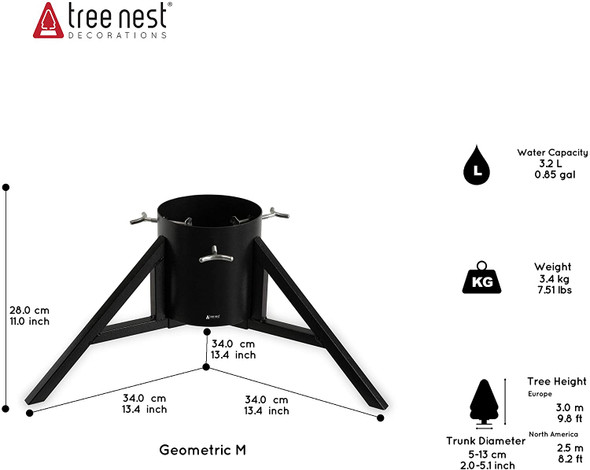 Tree Nest (#218616) Medium Black Geometric Christmas Tree Stand