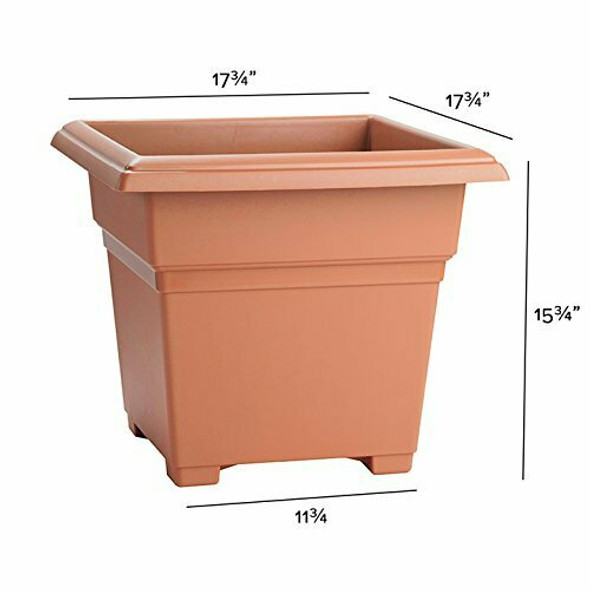 Novelty Square Flower Plastic Pot/Planter, Light Red/Orange, 18"