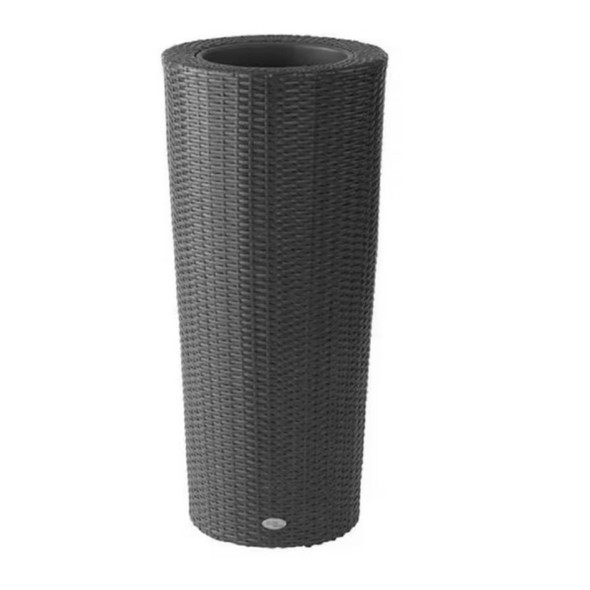 DMC Resin Indoor/Outdoor Tall Round Wicker Vista Planter, Black, 40in
