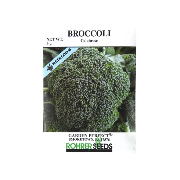 Rohrer Seeds Broccoli, Calabrese Heirloom, 2g, Approx 600 Seeds/Packet