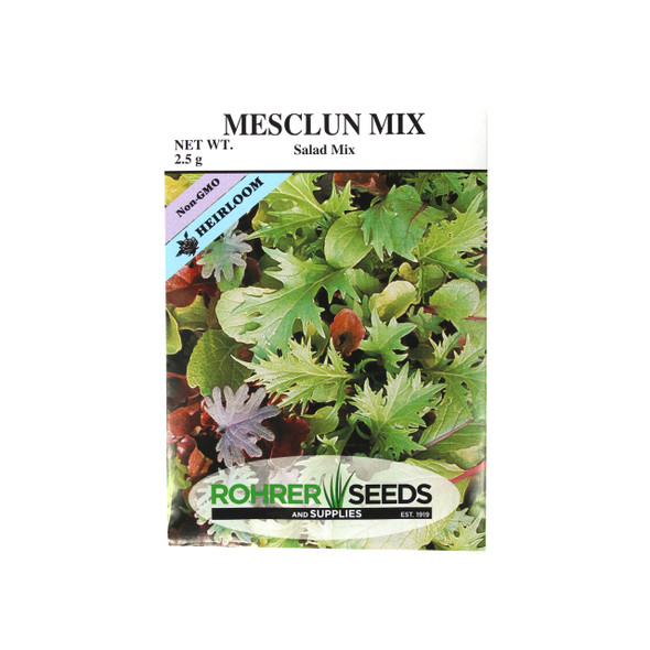 Rohrer Seeds Mesclun Mix, Salad Mix Heirloom, 2.5g, Approx 1500 Seeds/Packet