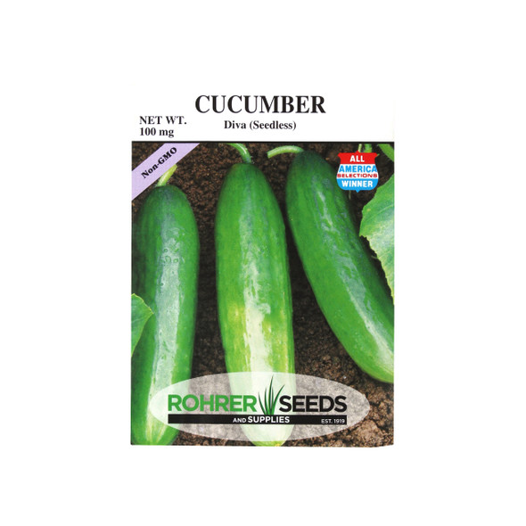 Rohrer Seeds Cucumber, Diva (Seedless), 100mg, Approx 10 Seeds/Packet