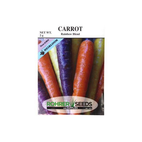 Rohrer Seeds Carrot, Rainbow Blend Heirloom, 2g, Approx 1000 Seeds/Packet