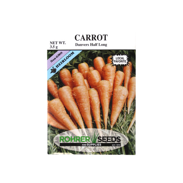 Rohrer Seeds Carrot, Danvers Half Long Heirloom, 3.5g, Approx 1000 Seeds/Packet