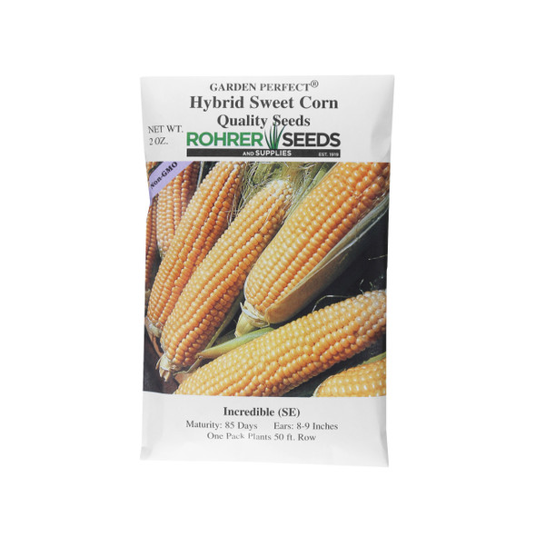 Rohrer Seeds Incredible (SE) hybrid Sweet Corn, 2oz Packet, Plants 50ft Row