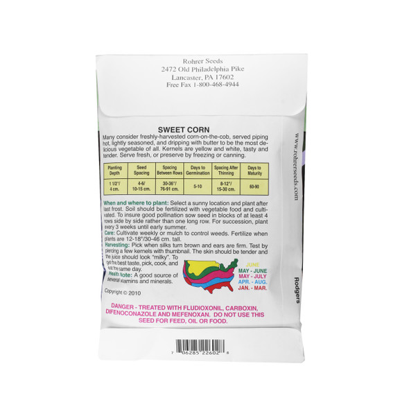 Rohrer Seeds Serendipity Hybrid (Triplesweet) Hybrid Sweet Corn Value Pack, 0.5lb Packet, Plants 500ft Row