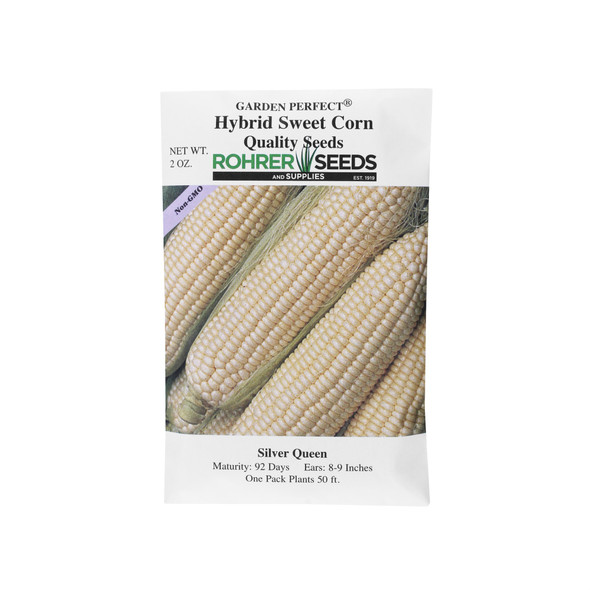Rohrer Seeds Silver Queen Hybrid Sweet Corn, 2oz Packet, Plants 50ft