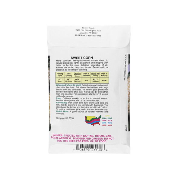 Rohrer Seeds Silver Queen Hybrid Sweet Corn, 2oz Packet, Plants 50ft