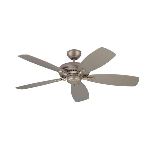Monte Carlo Designer Ceiling Fan, Reversible Blades, Dual Mount, Brushed Pewter, 52"