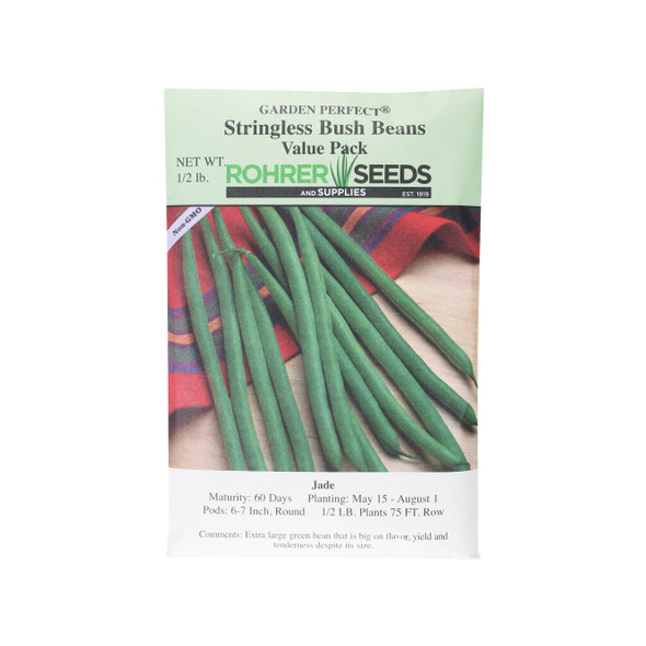Rohrer Seeds Stringless Bush Beans, Jade Variety 0.5lb Packet, Plants 75ft Row