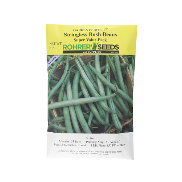 Rohrer Seeds Stringless Bush Beans, Strike Variety, 1 Pound Bag