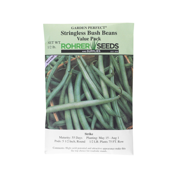 Rohrer Seeds Stringless Bush Beans, Strike Variety, 0.5 Pounds