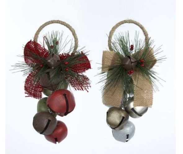 Kurt Adler Metal Grape Bell Door Hanger Ornament (set of 2)