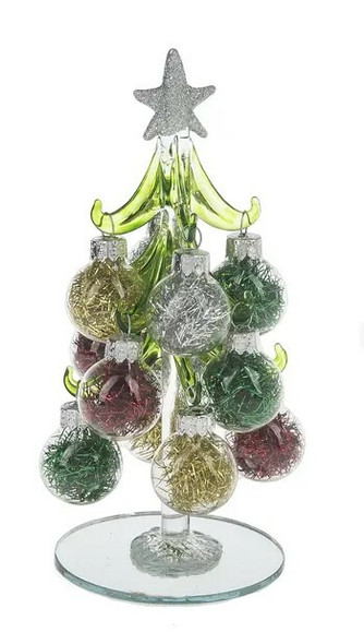 Ganz (#29342) Medium Christmas Trees With Assorted Ball Ornaments, Pack of 3