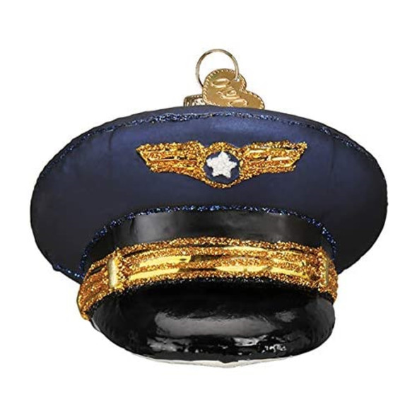 Old World Christmas Blown Glass Ornament for Christmas Tree, Pilot's Cap