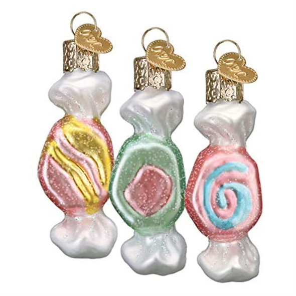Old World Christmas Ornaments Salt Water Taffy Glass Blown Ornaments for Christmas Tree (Pack of 3)