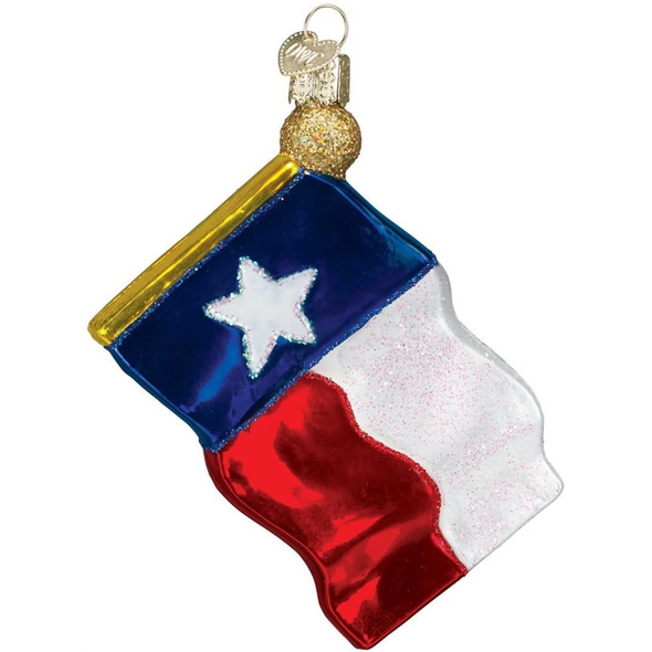 Old World Christmas Blown Glass Ornament for Christmas Tree, Texas State Flag