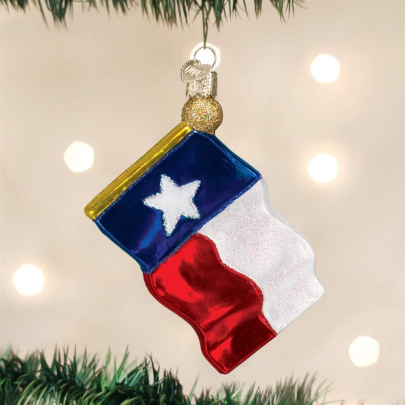 Old World Christmas Blown Glass Ornament for Christmas Tree, Texas State Flag