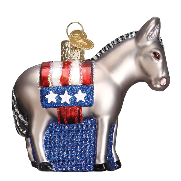 Old World Christmas Blown Glass Ornament for Christmas Tree, Democratic Donkey