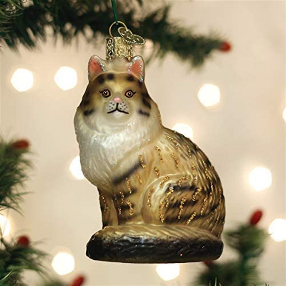Old World Christmas Glass Blown Ornament, Maine Coon Cat (With OWC Gift Box)