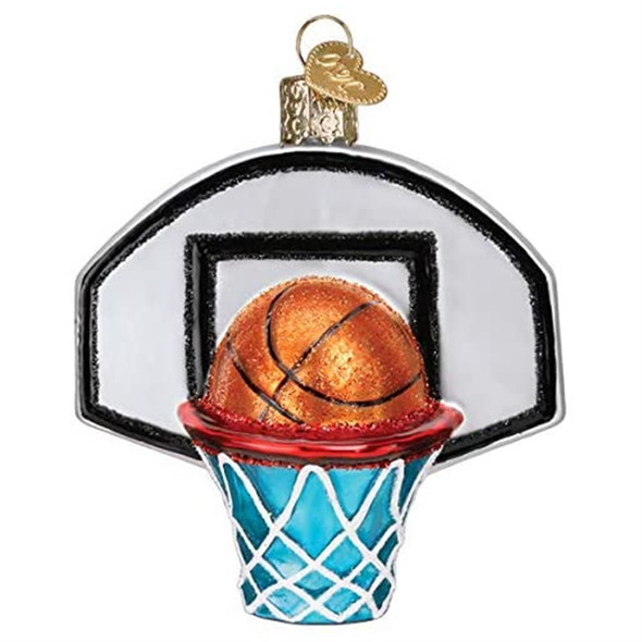 Old World Christmas Glass Blown Ornament for Christmas Tree, Basketball Hoop