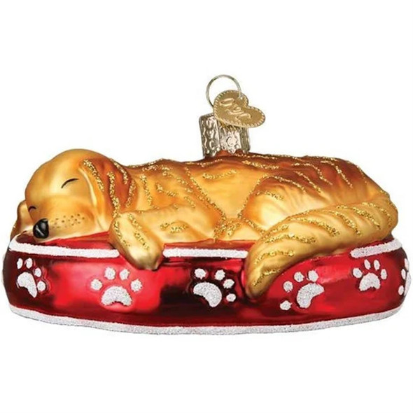 Old World Christmas Blown Glass Ornament for Christmas Tree, Sleepy Golden Retriever