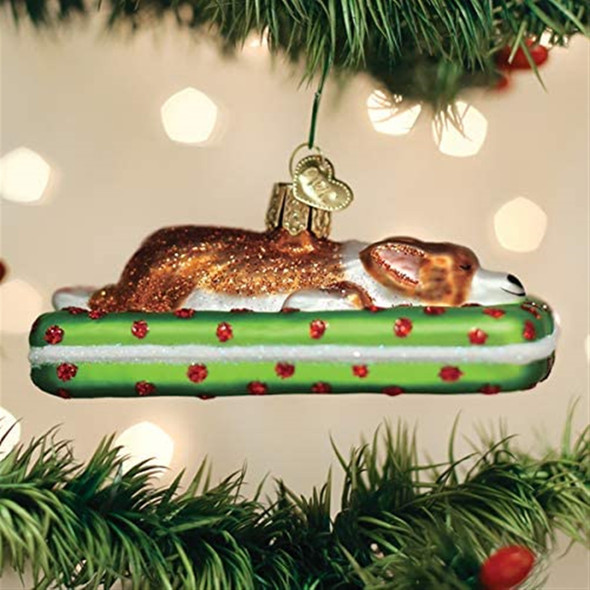 Old World Christmas Blown Glass Ornament for Christmas Tree, Sleepy Corgi
